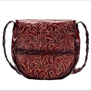 Patricia Nash Cavallina Floral Leather Saddle Bag